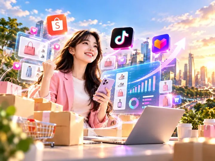 ผู้ขายออนไลน์ชาวไทยดูยอดขายบน Shopee และ TikTok ผ่านแดชบอร์ด